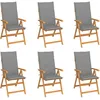Image de vidaXL Vidaxl Chaises De Jardin Lot De 6 Avec Coussins Gris Bois Teck Massif