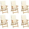 Image de vidaXL Chaises de jardin lot de 6 avec coussins crème Bois teck massif