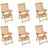 Image de vidaXL Chaises de jardin lot de 6 avec coussins beige Bois teck massif3065563