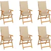 Image de vidaXL Vidaxl Chaises De Jardin Lot De 6 Avec Coussins Beige Bois Teck Massif