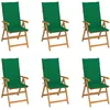 Image de vidaXL Vidaxl Chaises De Jardin Lot De 6 Avec Coussins Vert Bois Teck Massif