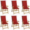 Image de vidaXL Chaises de jardin lot de 6 avec coussins rouge Bois teck massif