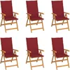 Image de vidaXL Vidaxl Chaises De Jardin 6 Pcs Avec Coussins Bordeaux Bois De Teck