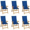 Image de vidaXL Chaises de jardin lot de 6 avec coussins bleu royal Bois teck