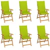 Image de vidaXL Chaises de jardin lot de 6 avec coussins vert vif Bois de teck