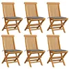 Image de vidaXL Chaises de jardin et coussins gris lot de 6 Bois de teck massif3065591