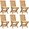 Image de Vidaxl Chaises De Jardin Et Coussins CrÃ¨me Lot De 6 Bois Teck Massif
