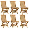 Image de vidaXL Chaises de jardin et coussins beige lot de 6 Bois teck massif3065593