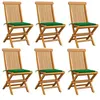 Image de vidaXL Chaises de jardin et coussins vert lot de 6 Bois de teck massif3065595