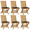 Image de vidaXL Chaises de jardin et coussins noir lot de 6 Bois de teck massif3065597
