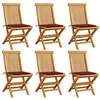 Image de vidaXL Chaises de jardin avec coussins rouge bordeaux lot de 6 Teck3065599