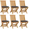 Image de Vidaxl Chaises De Jardin Avec Coussins Anthracite 6 Pcs Bois De Teck