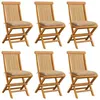 Image de vidaXL Chaises de jardin et coussins beige lot de 6 Bois teck massif3065608