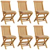 Image de Vidaxl Chaises De Jardin Avec Coussins Beige 6 Pcs Bois De Teck Massif