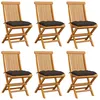Image de Vidaxl Chaises De Jardin Avec Coussins Taupe 6 Pcs Bois De Teck Massif