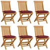 Image de vidaXL Chaises de jardin avec coussins rouge bordeaux lot de 6 Teck3065614