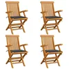 Image de vidaXL Chaises de jardin et coussins anthracite lot de 4 Bois de teck