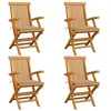 Image de vidaXL Chaises de jardin et coussins beige lot de 4 Bois teck massif