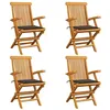 Image de vidaXL Chaises de jardin et coussins taupe lot de 4 Bois teck massif3065625