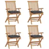 Image de vidaXL Chaises de jardin et coussins anthracite lot de 4 Bois de teck