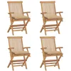 Image de vidaXL Chaises de jardin et coussins beige lot de 4 Bois teck massif