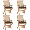 Image de vidaXL Chaises de jardin et coussins taupe lot de 4 Bois teck massif3065640