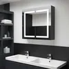 Image de Cabinet de Miroir de Salle de Bain LED avec Rangement Ãclairage ÃcoÃ©nergÃ©tique 80x12,2x68 cm