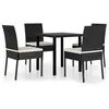 Image de Vidaxl Ensemble De Salle Ã Manger De Jardin 5 Pcs RÃ©sine TressÃ©e Noir