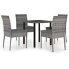 Image de Vidaxl Ensemble De Salle Ã Manger De Jardin 5 Pcs RÃ©sine TressÃ©e Gris