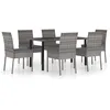 Image de Vidaxl Ensemble De Salle Ã Manger De Jardin 7 Pcs RÃ©sine TressÃ©e Gris