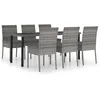 Image de Vidaxl Ensemble De Salle Ã Manger De Jardin 7 Pcs RÃ©sine TressÃ©e Gris