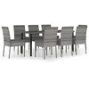Image de Vidaxl Ensemble De Salle Ã Manger De Jardin 9 Pcs RÃ©sine TressÃ©e Gris