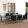 Image de vidaXL Ensemble à manger de jardin 9 pcs Résine tressée Noir