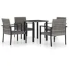 Image de Vidaxl Ensemble De Salle Ã Manger De Jardin 5 Pcs RÃ©sine TressÃ©e Gris