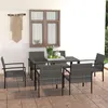 Image de vidaXL Ensemble à manger de jardin 7 pcs Résine tressée Gris