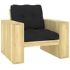Image de vidaXL Vidaxl Chaise De Jardin Avec Coussins Noir Bois De Pin Impr¿¿Gn¿¿