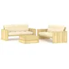 Image de vidaXL Salon de jardin 3 pcs avec coussins bois de pin imprégné