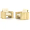 Image de vidaXL Chaises de jardin lot de 2 avec coussins crème Pin imprégné3065791