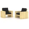 Image de vidaXL Vidaxl Chaises De Jardin 2 Pcs Avec Coussins Noir Pin Impr¿¿Gn¿¿