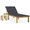 Image de vidaXL Chaise longue de jardin avec table et coussin Pin imprégné3065834