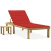 Image de vidaXL Vidaxl Chaise Longue De Jardin Avec Table Et Coussin Pin Imprégné