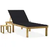 Image de vidaXL Vidaxl Chaise Longue De Jardin Avec Table Et Coussin Pin Imprégné