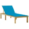 Image de vidaXL Vidaxl Chaise Longue Avec Coussin Bleu Bois De Pin Imprégné