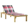Image de vidaXL Chaise longue avec coussin carreaux rouge Bois de pin imprégné3065862