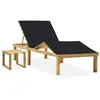 Image de vidaXL Chaise longue de jardin avec table et coussin Pin imprégné3065871