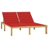Image de vidaXL Chaise longue double et coussins rouge Bois de pin imprégné