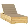 Image de vidaXL Chaise longue avec coussin beige Bois de pin imprégné3065912