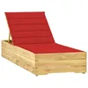 Image de vidaXL Vidaxl Chaise Longue Avec Coussin Rouge Bois De Pin Imprégné