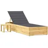 Image de vidaXL Vidaxl Chaise Longue De Jardin Avec Table Et Coussin Pin Imprégné