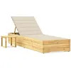 Image de vidaXL Vidaxl Chaise Longue De Jardin Avec Table Et Coussin Pin Imprégné